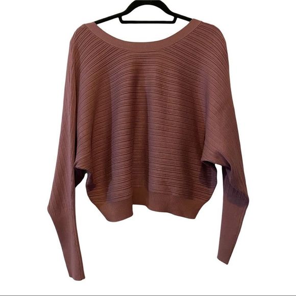 NWT Pink Rose wear 2 ways v neck button back sweater in sugarplum. Large ribbed - Picture 3 of 7